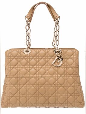 Christian Dior Soft Lady Dior shopping tote beige lambskin cannage stitching